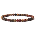 Multicolor natural stone bead bracelet with 4mm matte volcanic rock and mineral gems - Flower Agate