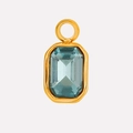 Golden stainless steel rectangle pendant featuring a blue emerald-cut glass gemstone - Gold/Sky Blue