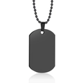 Polished black stainless steel dog tag pendant with bead chain on white background - 2.5*4CM-Bead Chain / Black