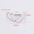 Connettori a doppio cuore in acciaio inossidabile per gioielli fai da te, misura 12x20mm - Color Acciaio