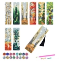 DIY diamond painting bookmark kit with 8 forest scenery patterns and tassel accessories - Forest Trees