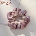 Koreaanse bloemen kant scrunchie in paars en beige geruite stof voor knotkapsels - 46# Prinses Zoet Roze