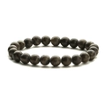 Detailed view of dark brown natural stone beaded bracelet with polished round tiger eye texture - Gray Pattern Stone
