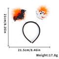 Halloween headband with glittery bat and ghost on springs, 21cm x 21.5cm size details - Bat Ghost Orange Feather