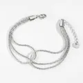 Bracciale a tre strati in acciaio inossidabile argento con chiusura a moschettone - Bracciale / Argento