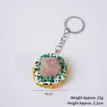 Portachiavi con modello realistico di frittella okonomiyaki giapponese da 4 cm decorata - Portachiavi Tortino di Gamberetti al Sugo di Pesce