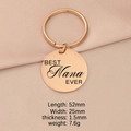 Rose gold stainless steel keychain with 'BEST Nana EVER' engraving and size parameters - Nana / Rose Gold