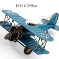 Vintage blue iron biplane model with double wings and military cross logo design - 18*21.2*9cm / Blue