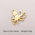 Macro view of golden octopus pendant with dimensions 17mm x 16mm for DIY jewelry - Octopus / Gold