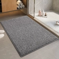 Absorbent dark grey rectangular bath mat with durable woven texture and anti-slip backing - 40*60cm / Gray