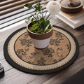 French style floral absorbent leather coaster with elegant black rose pattern - French Retro Style-P