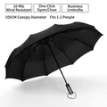 Automatic 10-rib folding umbrella in black with 105cm diameter for 1-2 people - Large 10-Rib Automatic / Enlarged Black