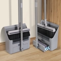 Ensemble balai et pelle gris avec longs manches en inox et design de rangement pliable - Z-344 [balai Pelle Et Brosse Pour Sols] [ensemble Standard 4 Pièces] Gris