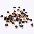 8mm double-sided gold-rimmed heart beads in black for DIY jewelry making and crafts - 8mm / Black