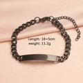 Pulsera cubana de acero inoxidable negro con una placa de identidad rectangular - Negro