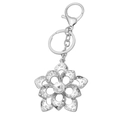 Portachiavi a fiore argentato con strass eleganti e chiusura a moschettone per borse - Argento