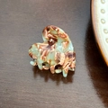 Handgefertigte herzförmige Acetat-Haarklammer mit braunem Bernstein-Schildpattmuster - Blumen Blau Kaffee-3.4cm