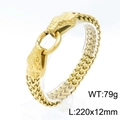 Hip hop men's gold stainless steel braided chain bracelet with double snake heads - Gold Double Dragon Head Woven Style (KB149772-KJX)