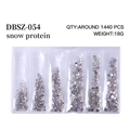 Mix size snow protein nail rhinestones set in six-grid bag for DIY nail art designs - Mixed Sizes SS4-SS16 Around 1440 Pieces / Snow Opal White