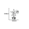 Titanium labret stud with silver flower pot design featuring marquise zircon petals - Potted Flower Style (T2581-5#) / Silver