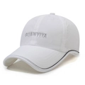 White quick-dry baseball cap with mesh side panels and silver letter embroidery - Adjustable / White