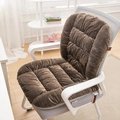 Deep brown heated seat cushion with plush backrest and quilted fabric on chair - Brown