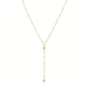 Minimalist Y-shaped golden bead necklace featuring two sparkling round-cut crystals - Single Layer Gold 2