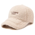 Berretto da baseball beige in pile con ricamo California Coast marrone per lo stile invernale - Regolabile / Beige Chiaro