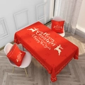 Mantel navideño rojo y fundas de cojín a juego con renos dorados para decorar la mesa - 40*70cm / ZB032-2 (Mantel De Deseo De Navidad Rojo Y Fundas De Almohada)