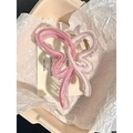 Pince à cheveux papillon rose et transparente avec une finition brillante et métal - Pince Papillon Ajourée (173#) / Rose