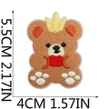 Close-up of bear patch embroidery with crown detail and exact dimensions shown - Bear with Crown (10)
