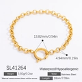 18K gold plated stainless steel chain bracelet with spring clasp and size specifications - Gold Spring Clasp Bracelet (SL41264)