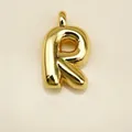 Balloon-style letter R pendant in polished gold finish with 3D rounded design for jewelry - Letter R