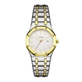 Men's two-tone steel watch with white checkered dial and octagonal screw bezel - Two Tone White Dial Women