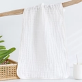 Solid white six-layer muslin cotton burp cloth with soft wave texture for infant care - 1# White (25*50)