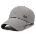 Medium gray breathable quick-dry baseball cap with NY embroidery and laser-cut vents - Adjustable / Gray