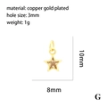 Detalles del colgante estrella de cobre bañado en oro 18K de 10mm y agujero de 3mm - Estrella-Circonita Blanca(P01644) / 10x8mm