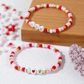 Handmade evil eye beaded friendship bracelet with YOU and LOVE lettering in red and pink - LOVE Letter Couple Set (GZ-S23123001A)