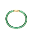 Elegant 18K gold plated bracelet with emerald green rectangular cubic zirconia stones - Bracelet-Gold-Green Stone