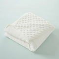 Soft white baby minky blanket with 3D dot texture for infants in a folded view - White