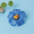Blue hibiscus hair clip with red stamen for beach holidays and vacation accessory - Blue