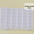 36-grid clear plastic storage box with adjustable dividers for jewelry and accessories - 36 Adjustable Compartments (27.5*17.5*4.2cm)