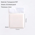 Waterbestendige transparante PET-notities 75x75mm vierkant 50 vel in transparante hoes - 7.5x7.5cm / 50 Vellen/Blok / Helder Wit