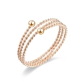 Bracciale rigido multistrato in oro rosa con trama a corda intrecciata e sfere - Aperto Regolabile / Oro rosa