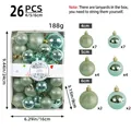 Set di 26 palline di Natale verde menta con finiture glitterate e a specchio - Verde