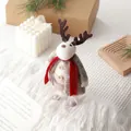 Handmade wool felt reindeer figure wearing gray coat and red scarf, 24x11cm decor - No. 18 (Reindeer with Gray Coat)