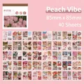 Set de 40 autocollants ambiance pêche rose avec motifs de fleurs et de pâtisseries - Peachy Mood