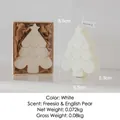 White Christmas tree scented candle in craft box, freesia pear scent, 8.5x6.5x2.3cm - Christmas Tree White (English Pear & Freesia)