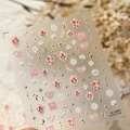 Floral French nail stickers M-1263 with gold line roses and hearts for elegant nail art - Blossom Garden - Color Gold (M-1263)