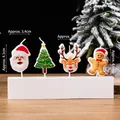 Christmas candle set featuring Santa, tree, elk, and gingerbread man cake toppers - Santa 4Pcs Set